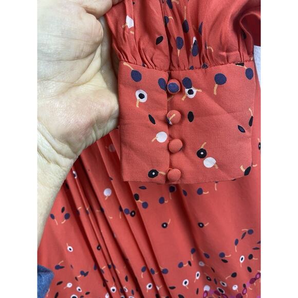 Free People Sz 4 Coryn Open Keyhole Batwing Pleats Wstbnd Cvrd Btn LS Mini Dress - Picture 6 of 14